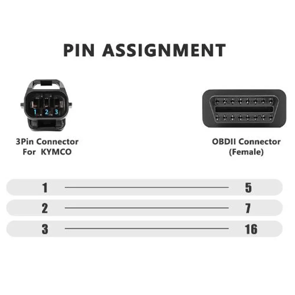 New OBD2 16pin To 3 Pin Cable for KYMCO 3pin Motorcycle OBD Connector OBD2 16 pin Convert Adapter for Motorbike Diagnostic Cable