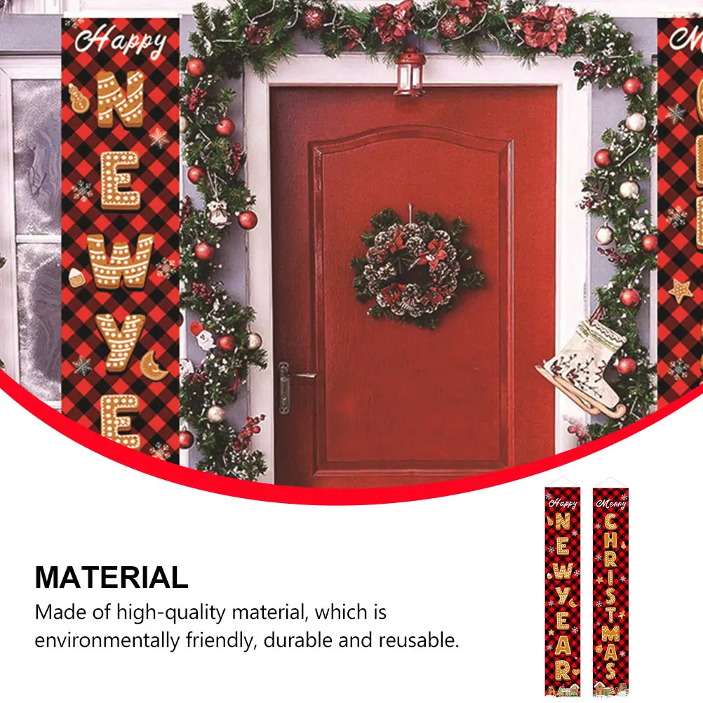 

Curtain Couplet Xmas Hanging Banner Decorate Christmas Door Polyester Porch Decoration