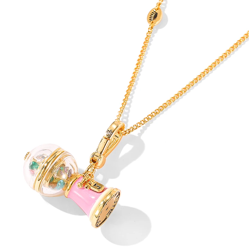 Sweet lovely enamel glaze color crystal candy machine pendant necklace fashion temperament package pendant accessories