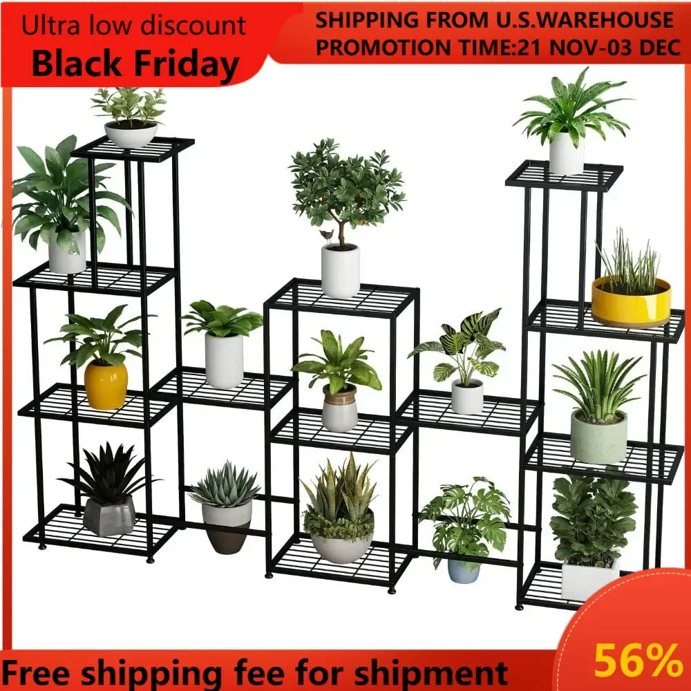 

Tall Multi Tier Plant Stand, 13 Tiers Multifunctional Plant Stands for Indoor Plants, Decorative Black Steel Plant Shelf for Ind