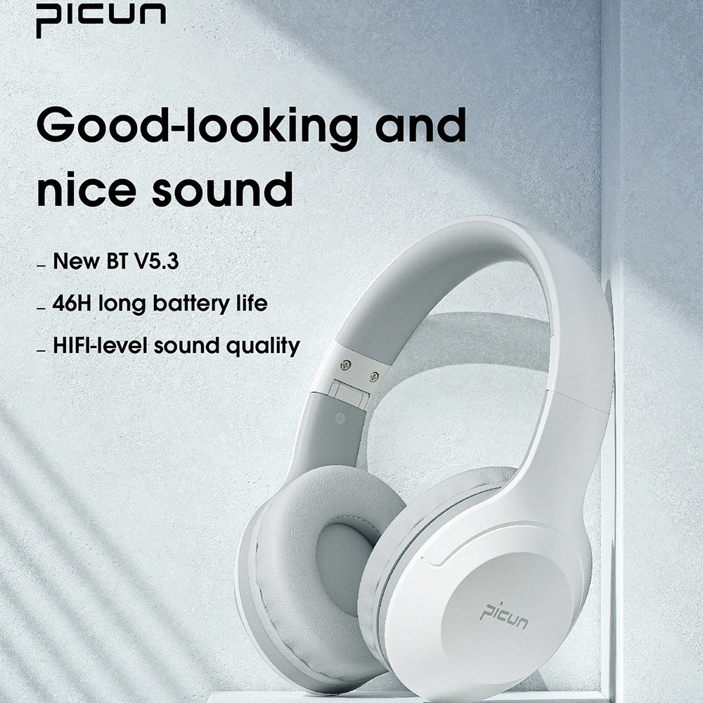 Bluetooth Headphones Picun B-01S Wireless Super Bass Noise Canceling Mic Headse PC Adult Kids  3Colors Foldable StereoEarphones