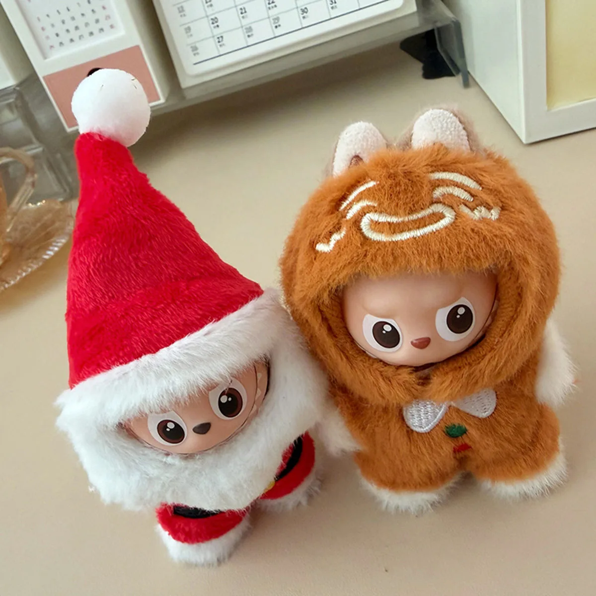 [بدون دمية] ملابس دمية قطيفة عيد الميلاد الزنجبيل رجل ل 10.5 سنتيمتر Labubu 4.0 دمية الزي DIY بها بنفسك الملابس والاكسسوارات