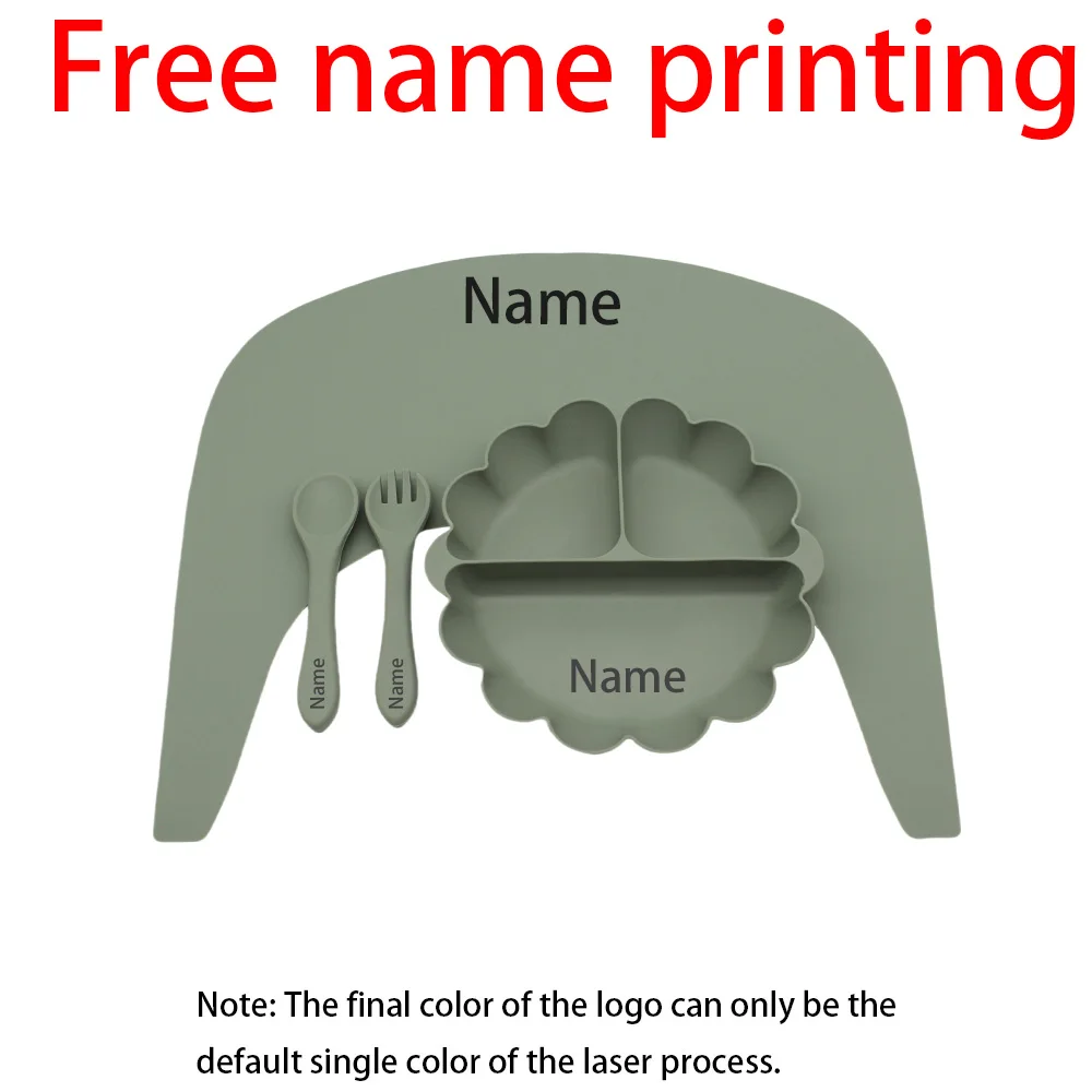 

Free Name Printing Baby Fork Spoon Silicone Plate Children's Tableware Soft Fork Spoon