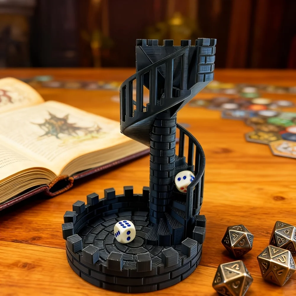 Creative 3D Printed Castle Dice Tower Staircase Roller Path Design Desktop Ornament Table Game Decor Christmas Holiday Gift