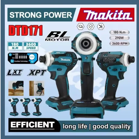 

Makita DTD171 Бесщеточный двигатель Ударная отвертка Аккумуляторная аккумуляторная дрель Электроинструмент для батареи 18 В