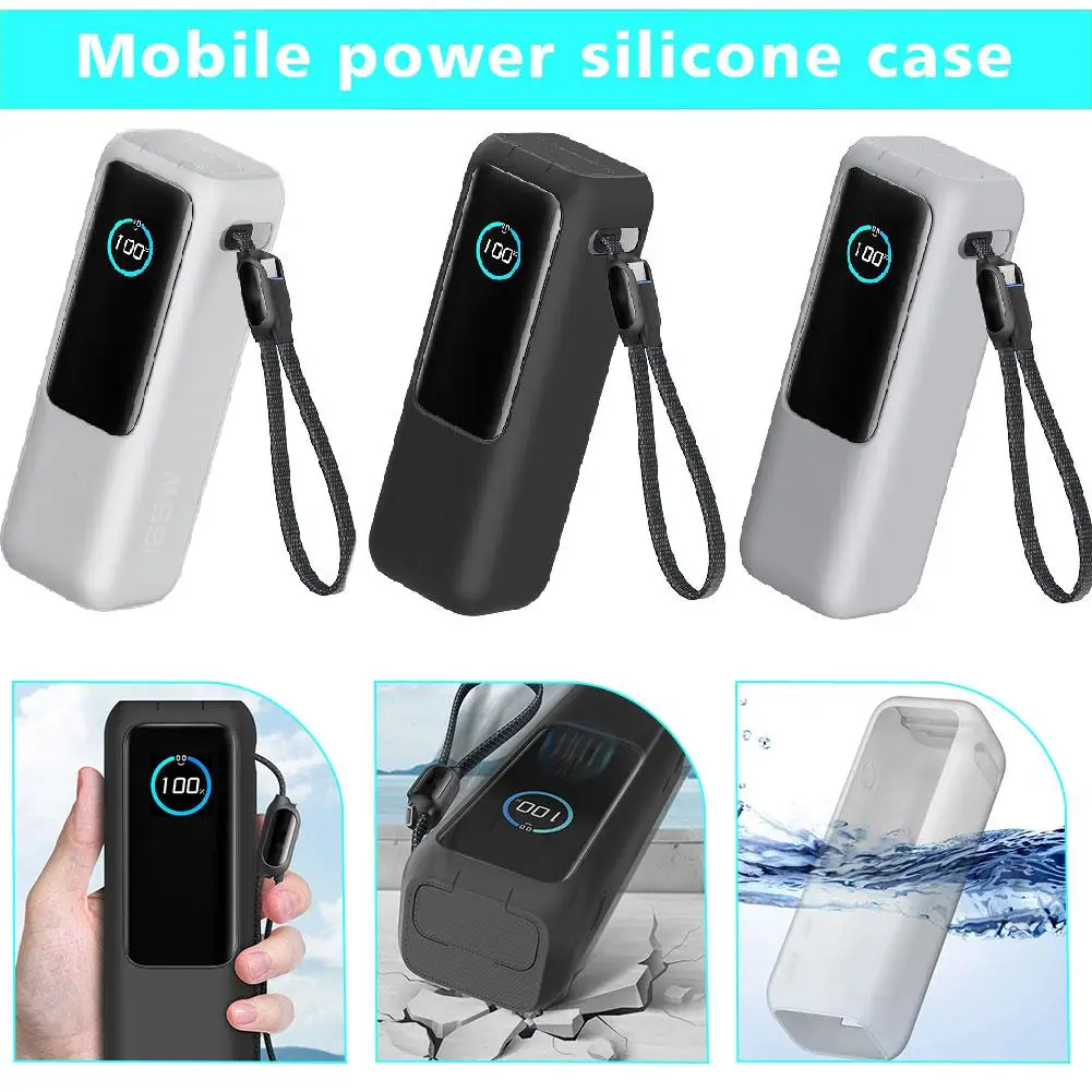 Silicone Case for Anker Zolo Power Bank Soft Protective Cover Scratch Shock Resistant with Lanyard For Anker Zolo Power Sou O6Q0