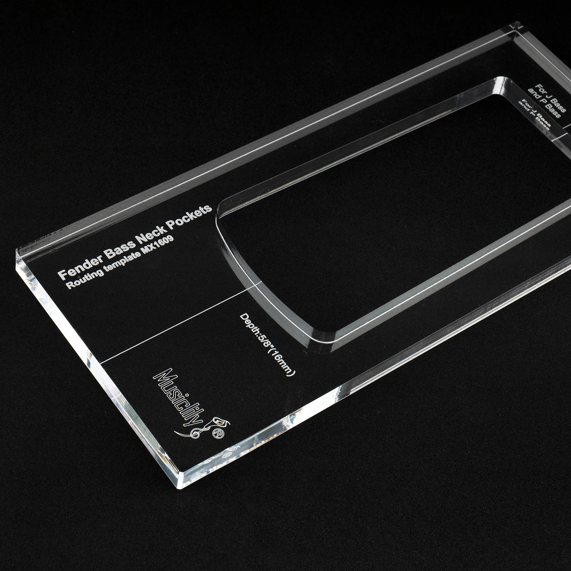 Musiclily Pro CNC Accurate Acrylic Bass Neck Routing Template