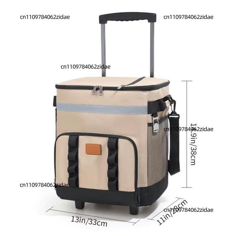For Portable Rolling Insulated Cooler Bag Large Capacity Trolley Ice Box Outdoor Car Food Thermal Delivery Backpack
