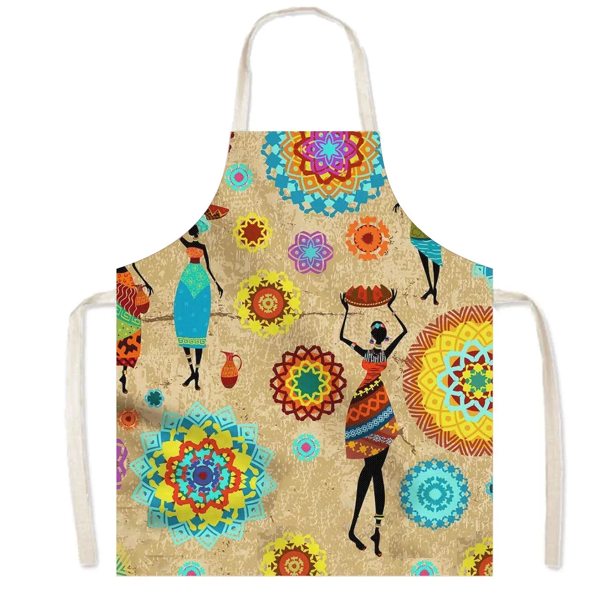 African Woman Print Kitchen Aprons Afro Fashion Girls Household Cleaning Pinafore Waterproof Chef Waiter Cooking Apron