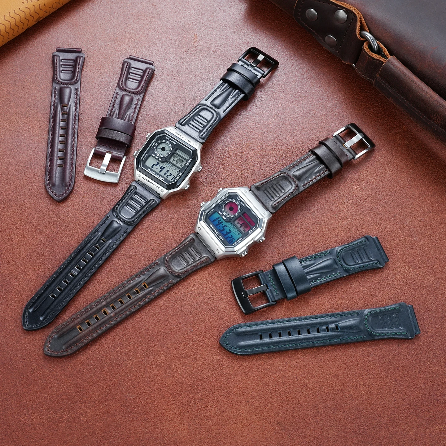 Vintage Personalized Cow Leather Strap For Casio AE-1200WH AE-1300 Watch Band Men's Soft Replacement Wristband 18mm Bracelet
