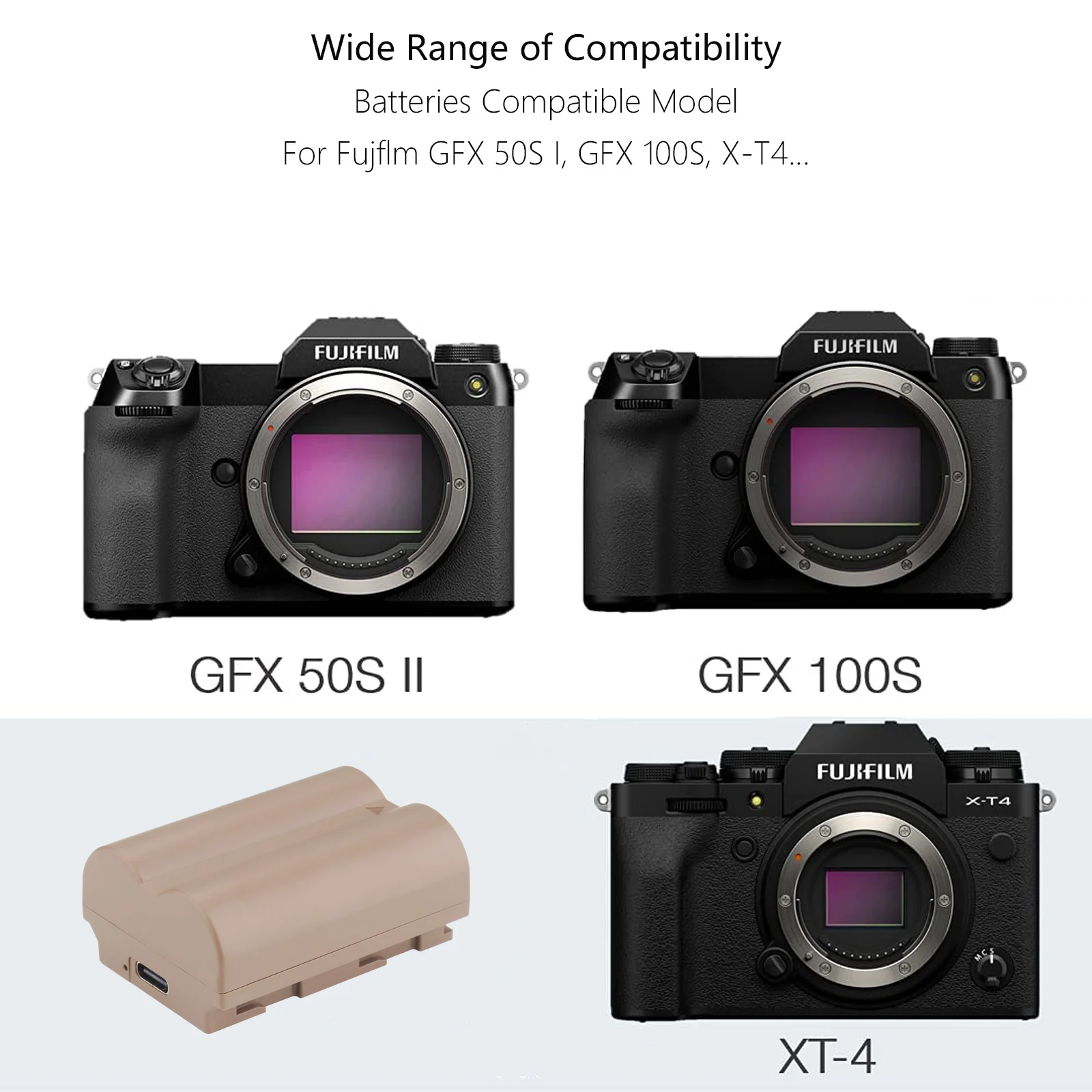 NP-W235 بطارية NP W235 2600mAh مع منفذ نوع C لبطارية Fujifilm NP-W235 ، يناسب X-T4 Fujifilm ، GFX 100S ، GFX 50S II