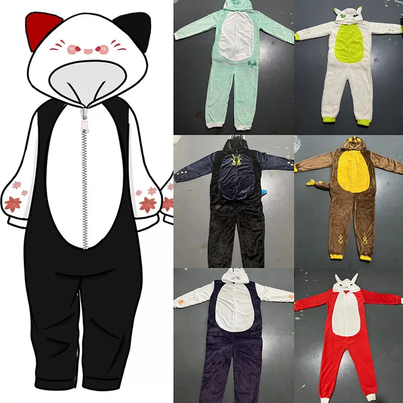 

Cartoon Cosplay Costumes Kigurumi Genshin Impact Wanderer Zhongli Tighnari Nahida Pajamas Jumpsuits Winter Flannel Plush Adult