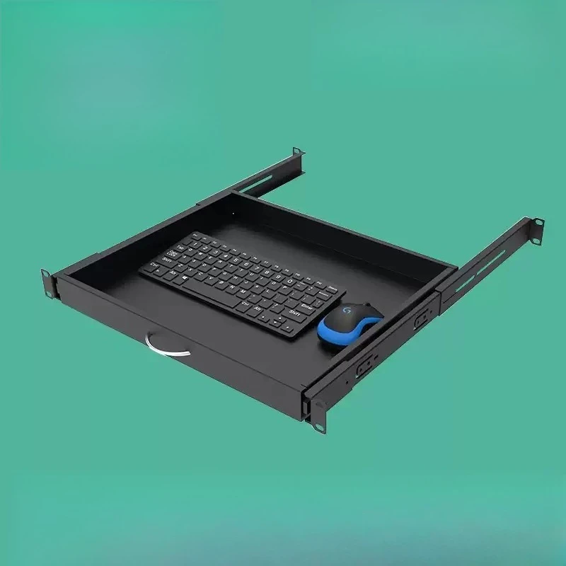 1U Drawer Keyboard Bracket Network Cabinet Sliding Shelf Thickened Telescopic Tray Computer Room Keyboard Mouse Storage Rack