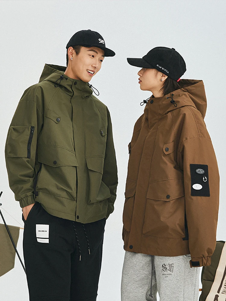 

Loose Fit Men's Workwear Jaet Autumn Faion Hooded Coat plus Size Windproof Polyester Fiber Long Sve Zipper Closure Jaet