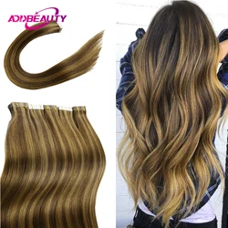 Tape in Human Hair extensions 2.5g/pc 20pcs Straight Brazilian Human Hair Extension Natural Hair Extension Ombre Blond Tape Hair