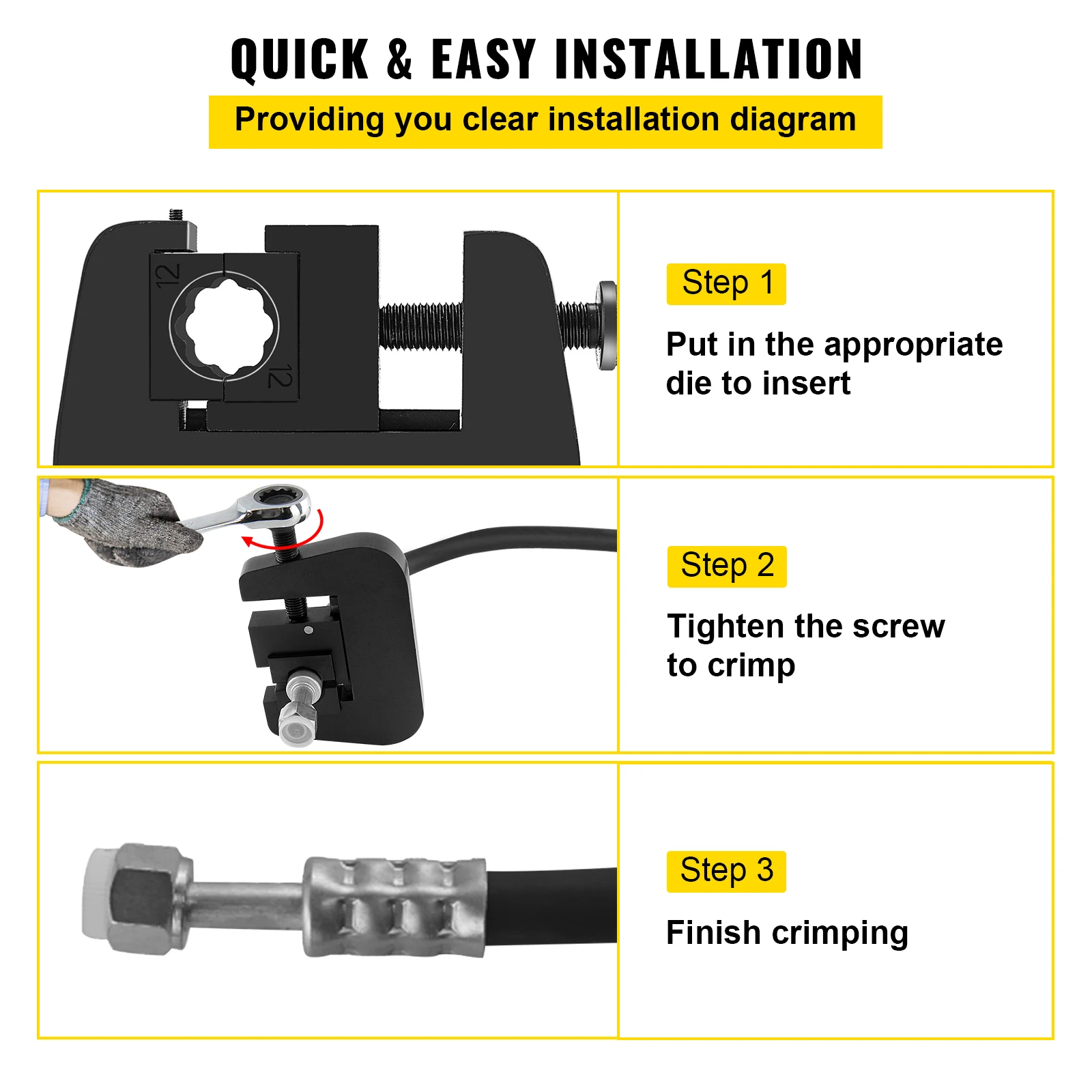 VEVOR Barb & Ferrule Type คู่มือ A/C Crimper ชุด7843B ลูกปัด-ล็อค Fitting Auto เครื่องปรับอากาศซ่อม Crimping เครื่องมือ
