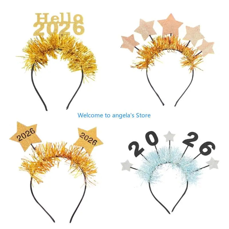X4YC 2026 New Year Headband Tiaras New Years Party New Year Eve Hat Hairband Hair Accessories Holiday Gifts Women Men