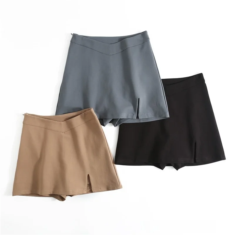 Street Sle High Waist ort f Skirt V-Ne Belly Button Exposure Se Pant Version  A-Line Skirt for Trendy Girls