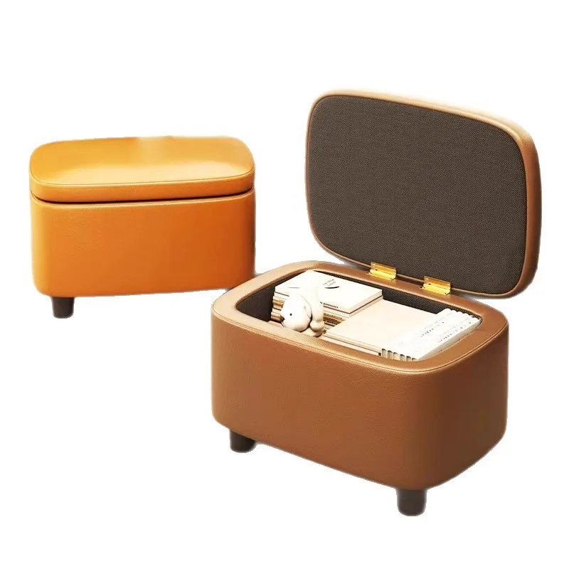 shoe change stool, door household entrance to wear shoes small stool, simple sofa foot pad soft bag living room leather