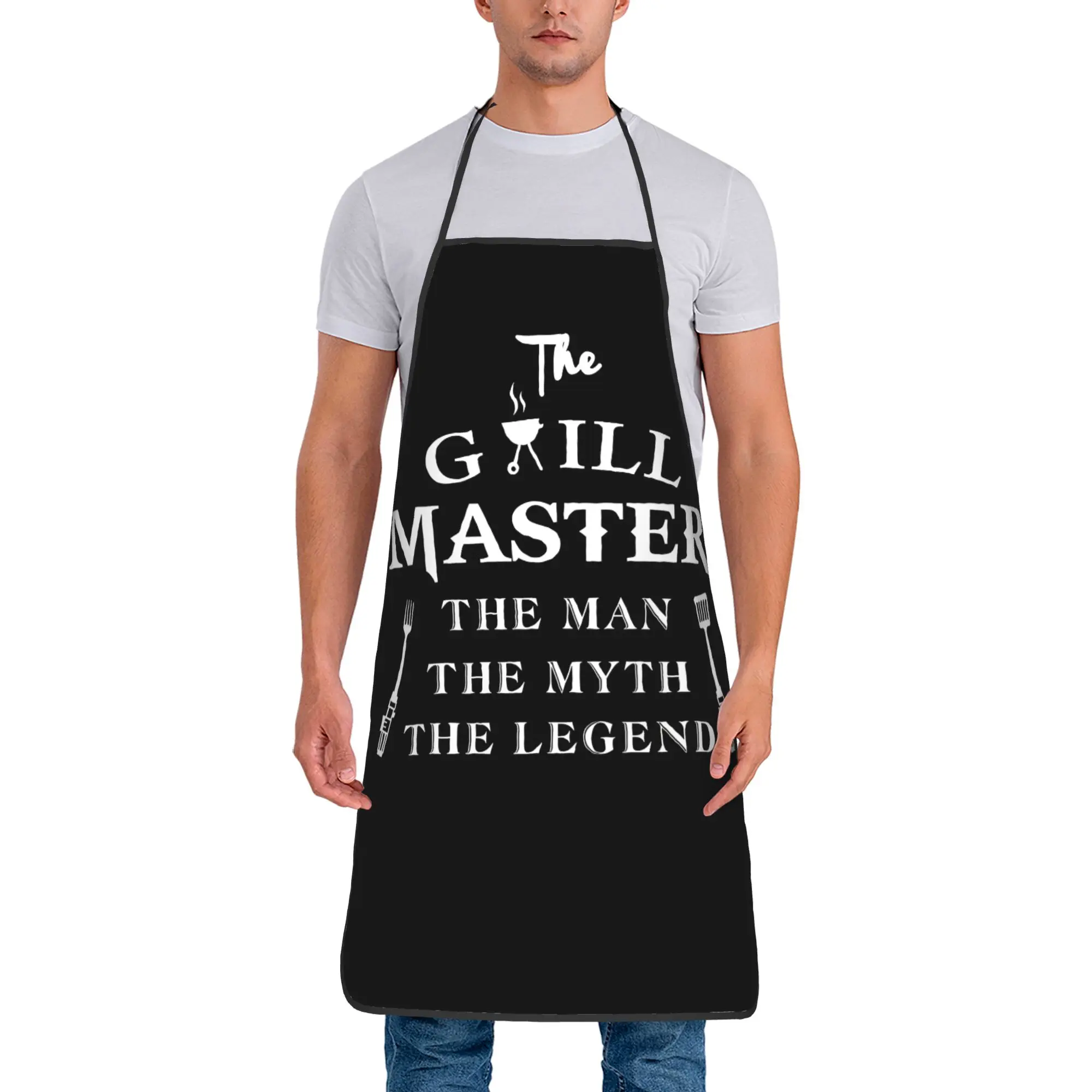 

Фартуки-нагрудники Grill Master The Man Myth Legend для мужчин и женщин, полиэстер, забавные, для барбекю, для поваров, для кухни, взрослые, водонепроницаемые, тонкие, для кемпинга