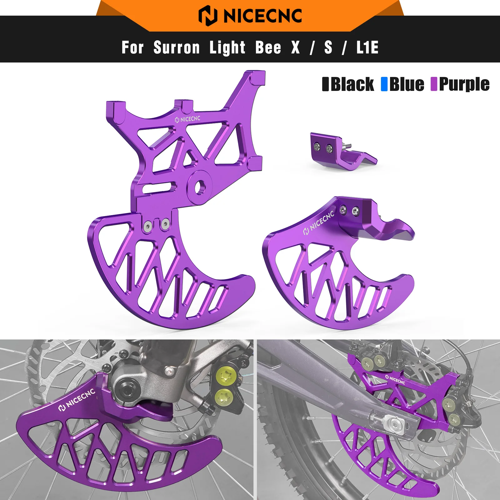 

NICECNC For Surron light bee X S L1E Electric Dirt Bike 2025 Front Rear Brake Disc Guard Fork Leg Guards For Segway X160 X260