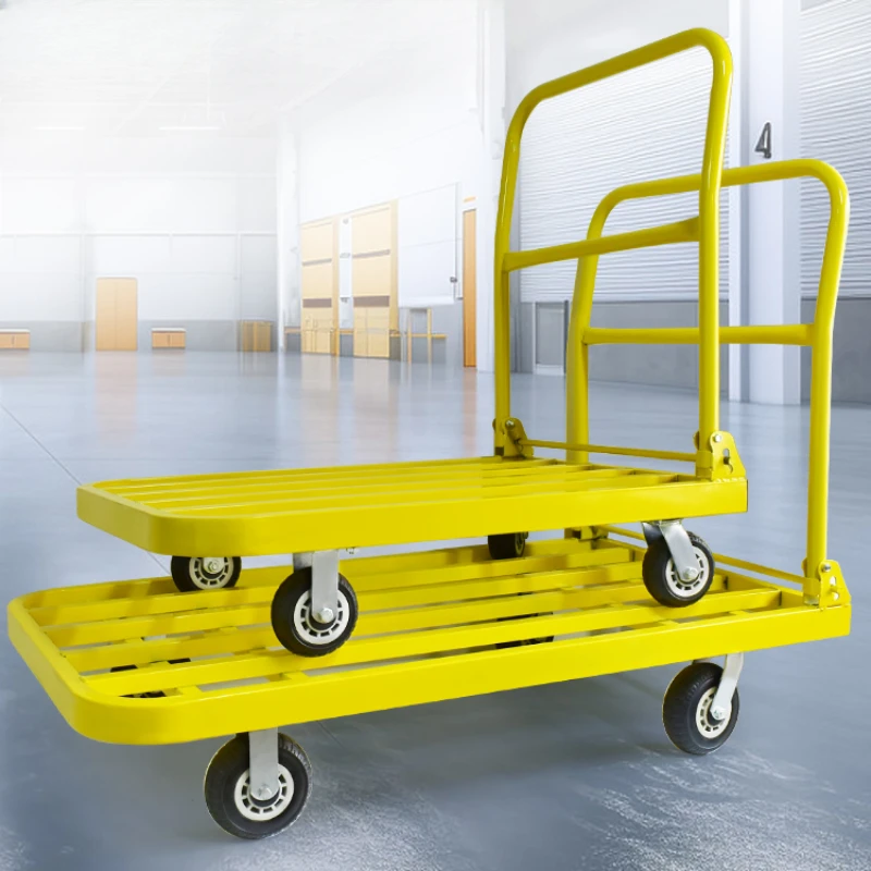 Portable foldable steel plates pushed by square tube carts and flatbed carts