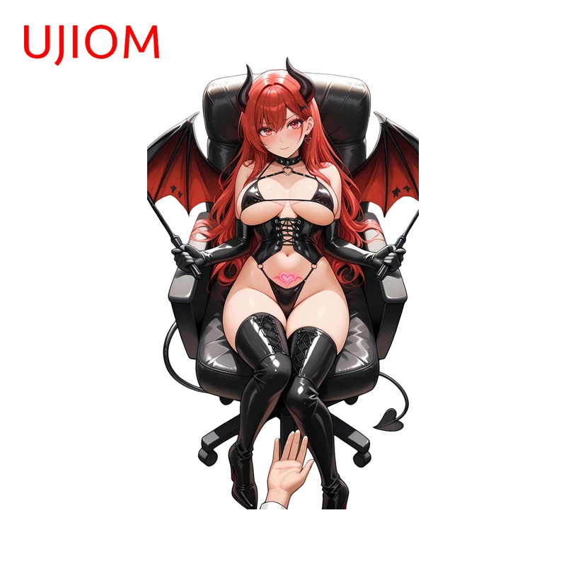 UJIOM Demon Girl Alluring Graphics Wall Sticker Exquisite Sitting On The Chair Edgy PVC Decal Suitable For Living Room Decor