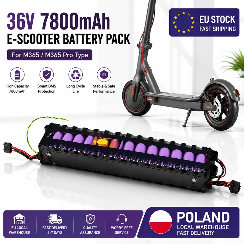 36V 7800mAh Ersatzakku für Elektroroller, kompatibel mit den Modellen M365 und M365 Pro, wiederaufladbare 18650-Zellen mit BMS, ABS-Gehäuse, stabiler Anschluss, Polen EU-Lager, schneller Versand,