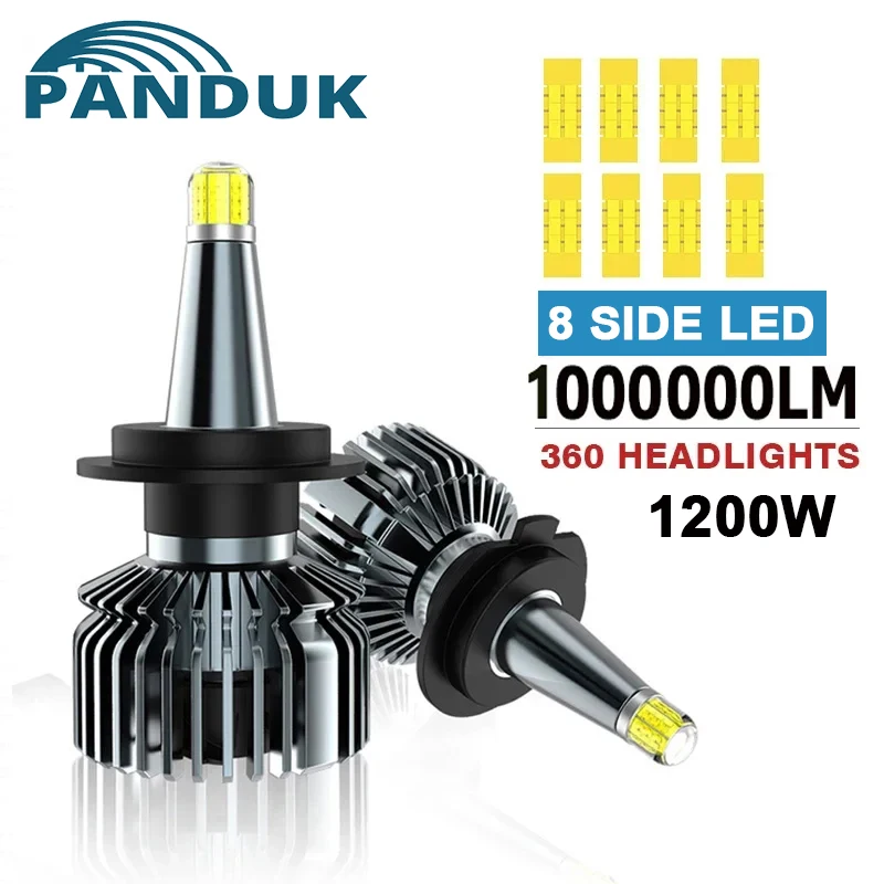 

PANDUK 360º Car Headlight Bulb H7 LED 1000000LM 1200W H1 H11 H8 H3 9005 HB3 9006 HB4 9012 HIR2 D1S 6000K Auto Fog Light 12V Lamp