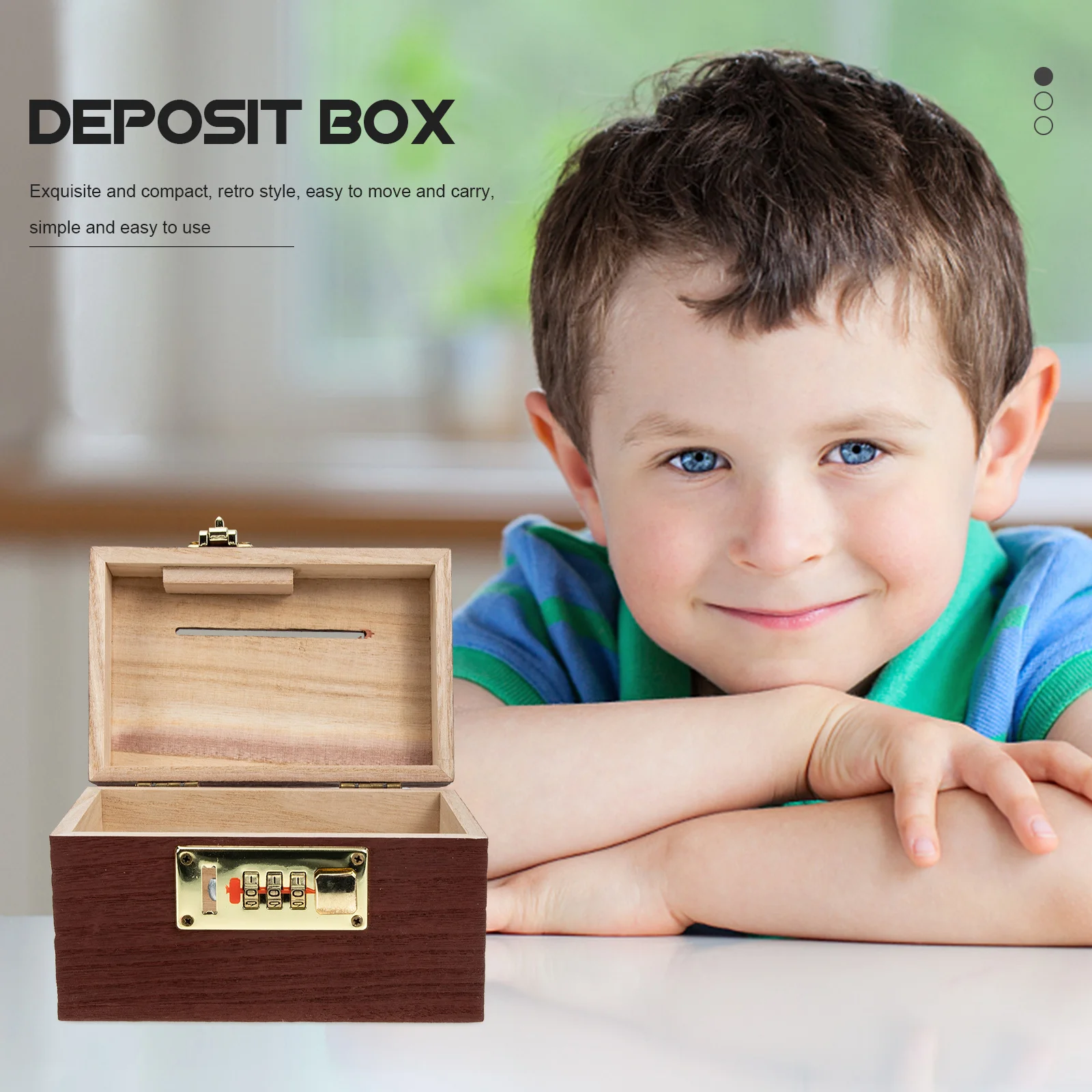 صندوق الكنز الخشبي بتصميم عتيق مع قفل بكلمة مرور صندوق النقود المزخرف للمنزل والمكتب وسطح المكتب هدية مزخرفة متعددة الوظائف