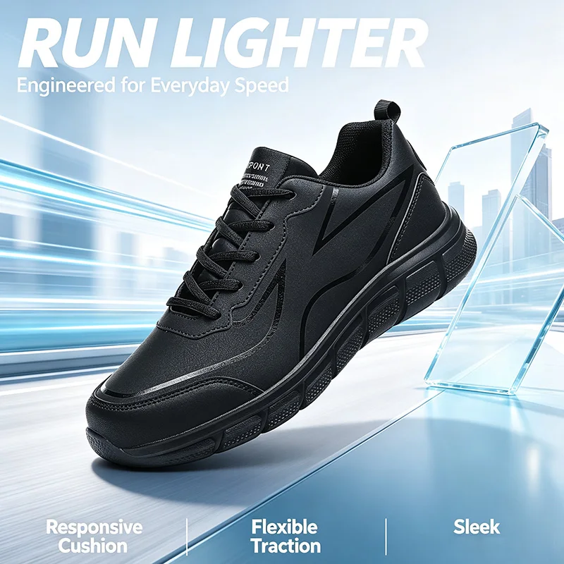 Herren Herbst PU Wasserdichte Sneaker Lässige Sportschuhe Langlebige Lauf- und Tennisschuhe Rutschfeste Sohle Minimalistische Wanderschuhe – Detail 2