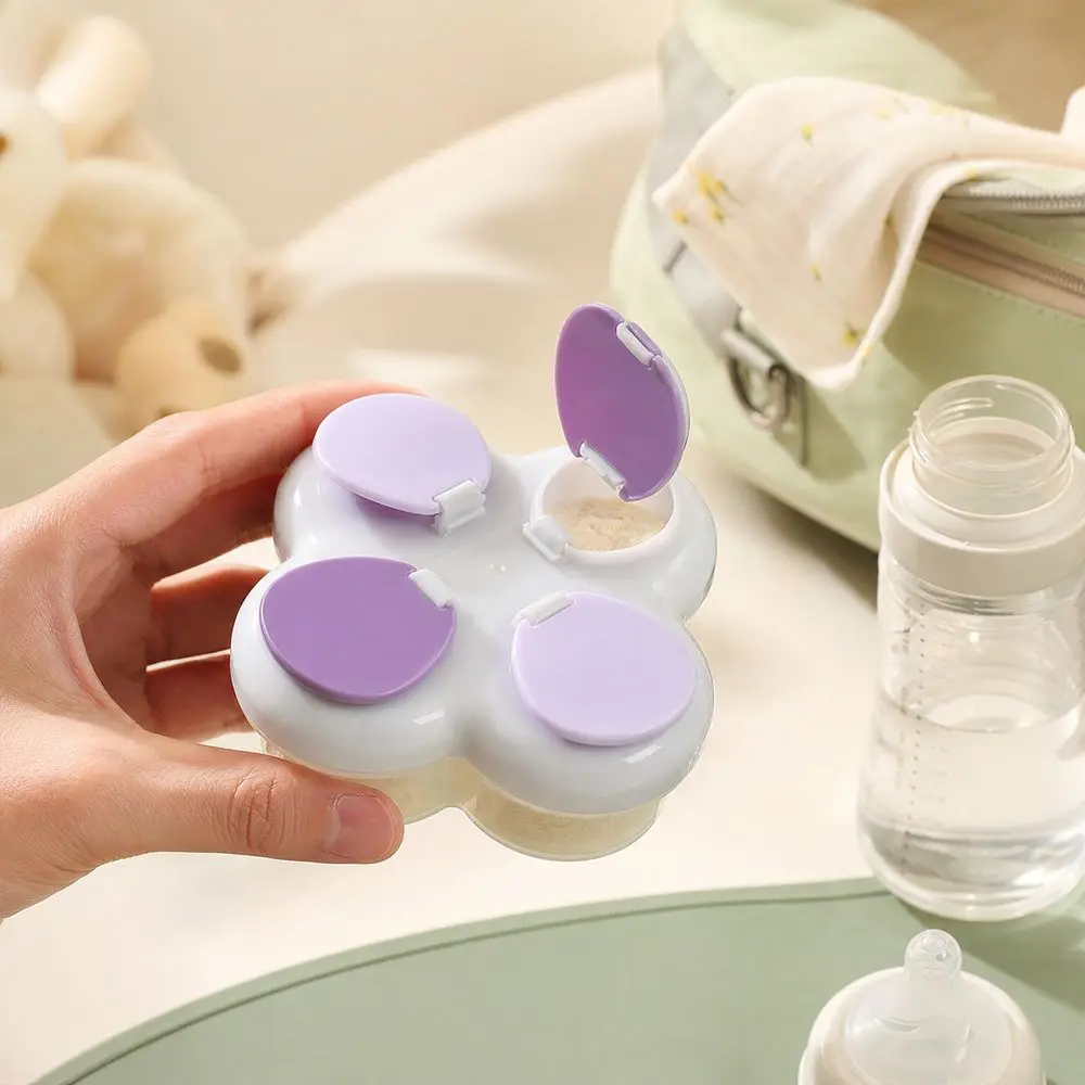 New Partitioned Formula Dispenser 720ml 4 Compartments Powder Dispenser Box PP Wide Opening Food Container Feeding