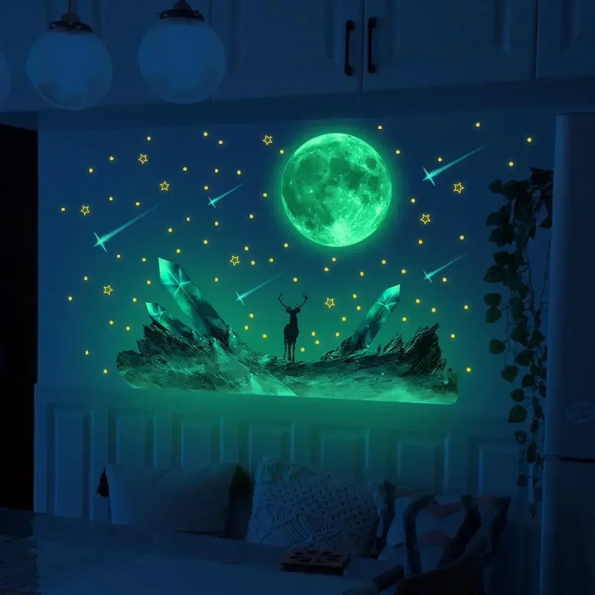 Decals Wall Sticker Bedroom Home Décor Living Room Glow In The Dark Luminous Moon 3D 40*18cm Accessories Art Creative