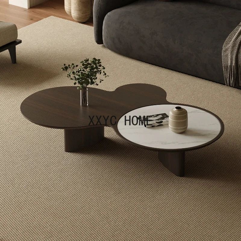 

Журнальный столик из орехового дерева, большой размер, маленькая квартира, итальянский минималистичный чайный столик с каменной тарелкой и облаками