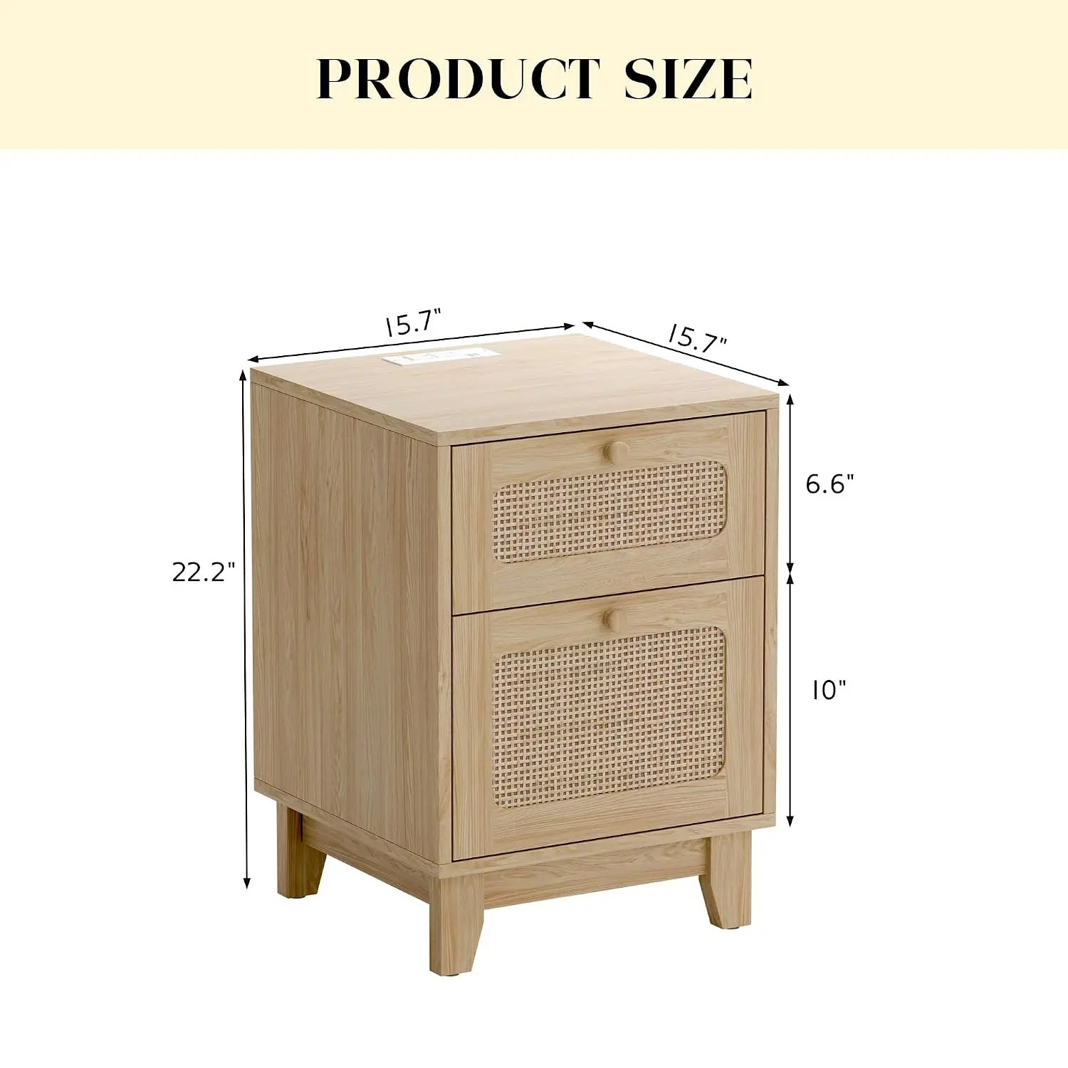 Nightstands Set Of 2 With Charging Station Wood Drawer Cabinet Bedside Tables USB Type-C Bedroom Side Tables, Customized