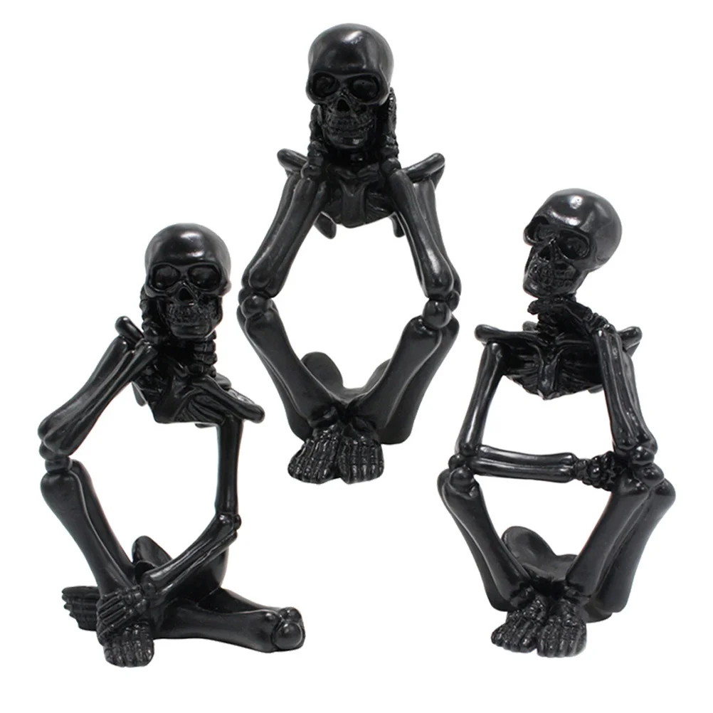 

3Pcs Cool Resin Sculpture Gothic Style Decorative Halloween Garden Outdoor Lawn Ornament Cool Figurine