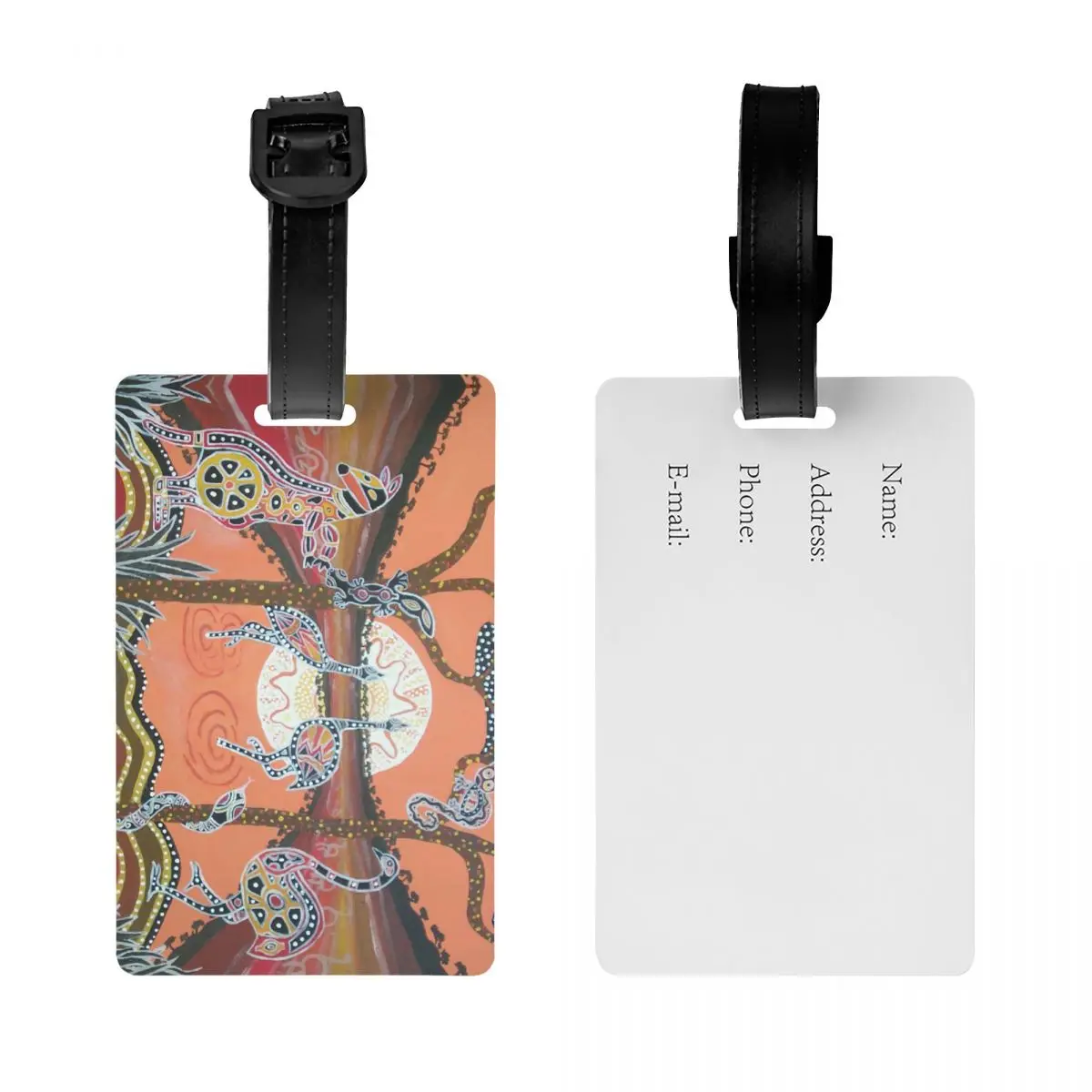 Custom Australian Aboriginal Art Luggage Tag Travel Bag Suitcase Privacy Cover ID Label