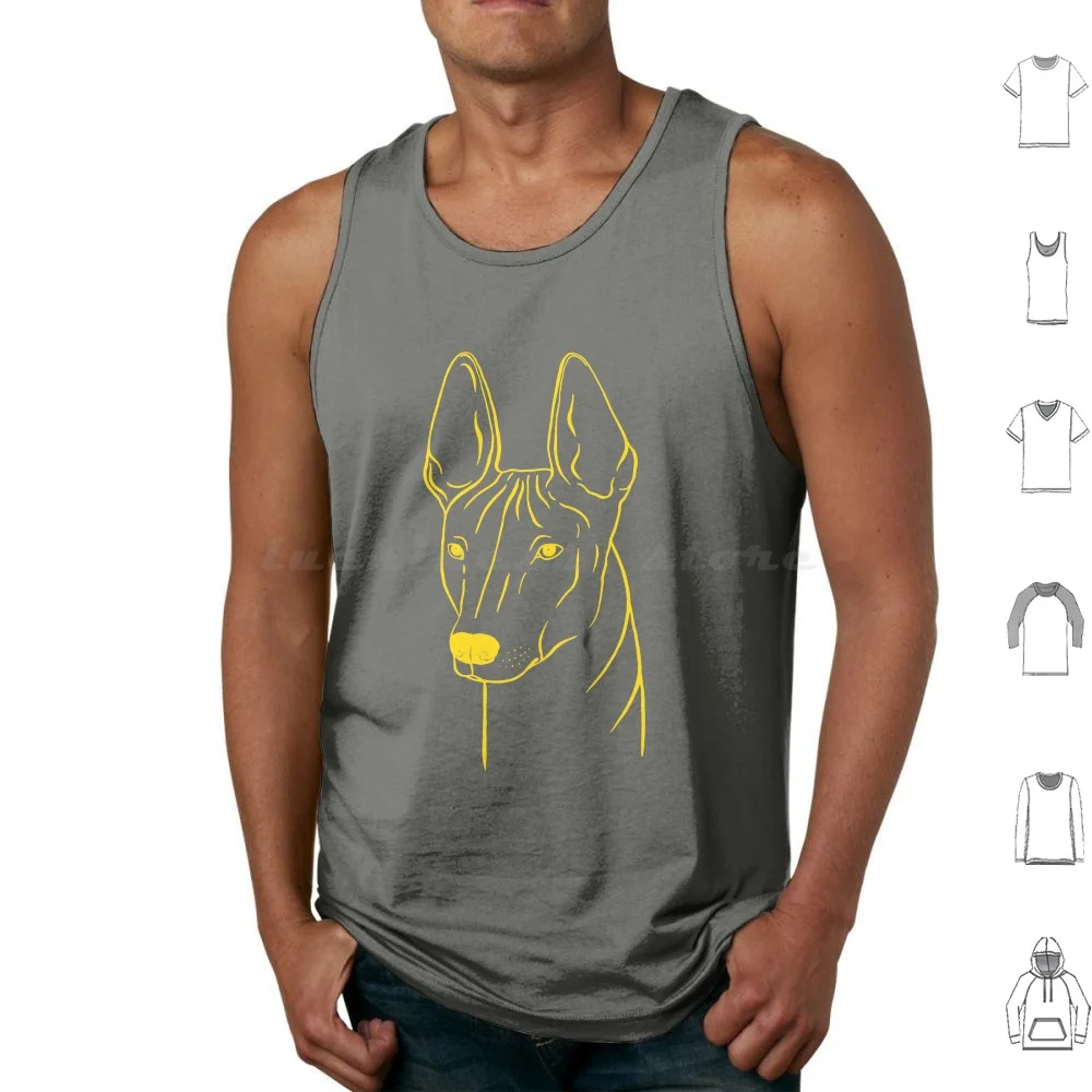 Camisetas sin mangas Xoloitzcuintli (azul grisáceo y amarillo) de algodón estampado Xoloitzcuintli Xoloitzcuintle Mexicano sin pelo