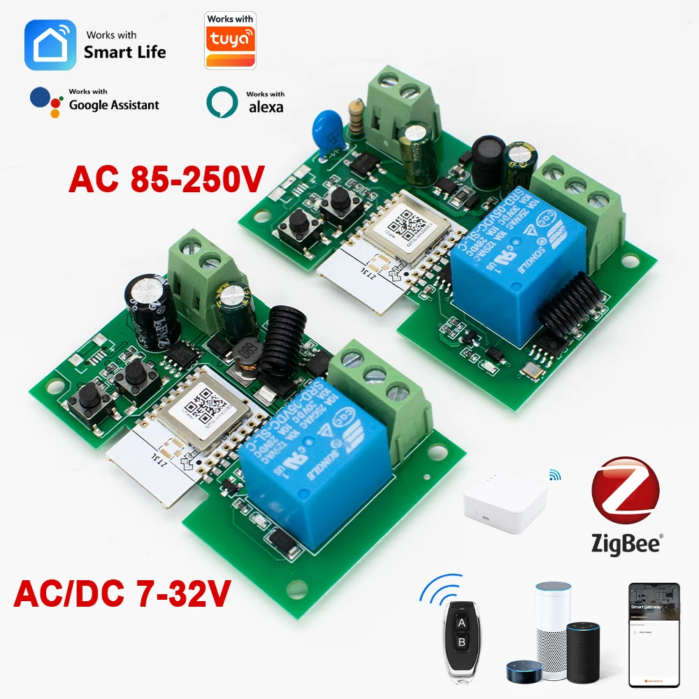 Image of 1-Kanal Zigbee Smart Relais-Schaltmodul 7-32V 85-250V 10A Smart Home Automation Controller Kompatibel mit Tuya Alexa Google Home