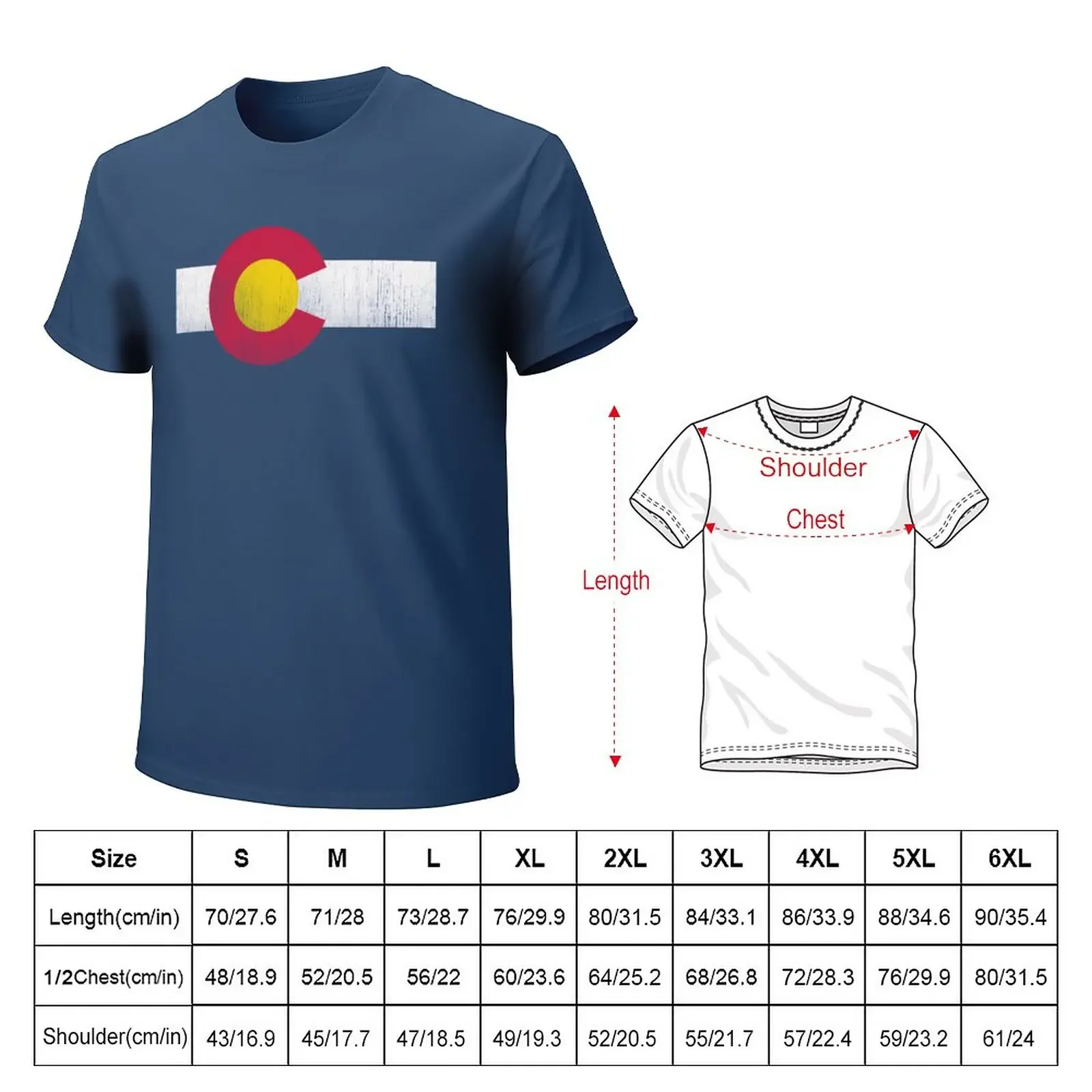 vintage colorado flag T-Shirt summer tops Blouse men clothes