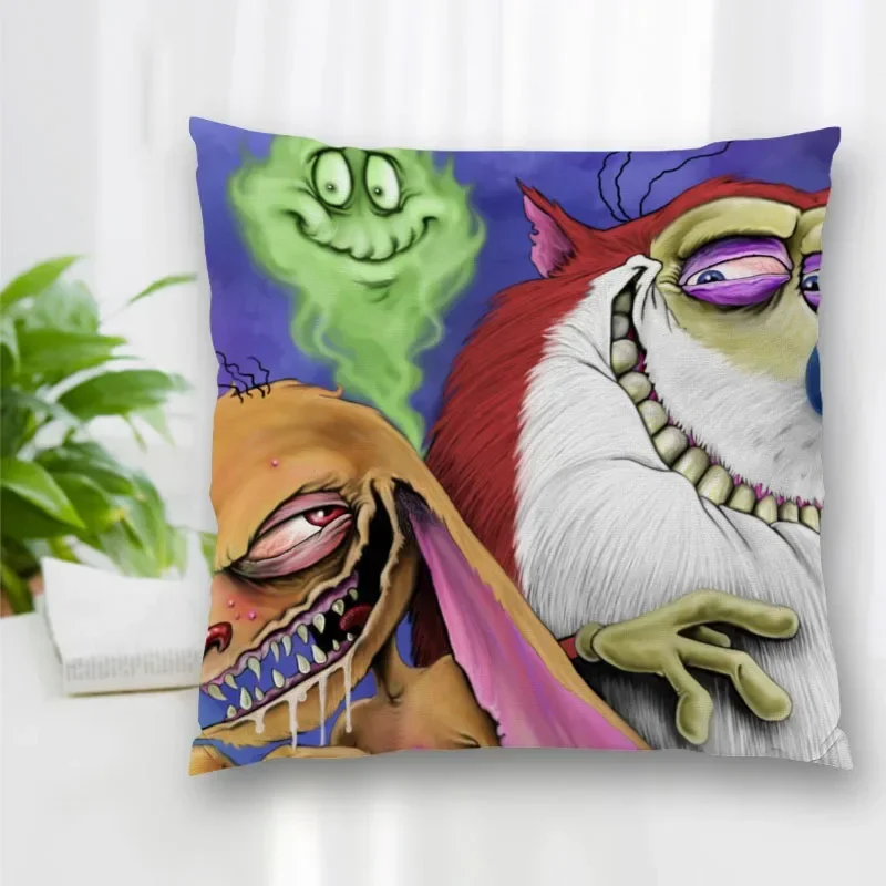 Hot Sale Custom Decorative Pillowcase Ren and Stimpy Cartoon Square Zippered Pillow Cover Best Nice Gift 20X20cm 35X35cm 40x40cm