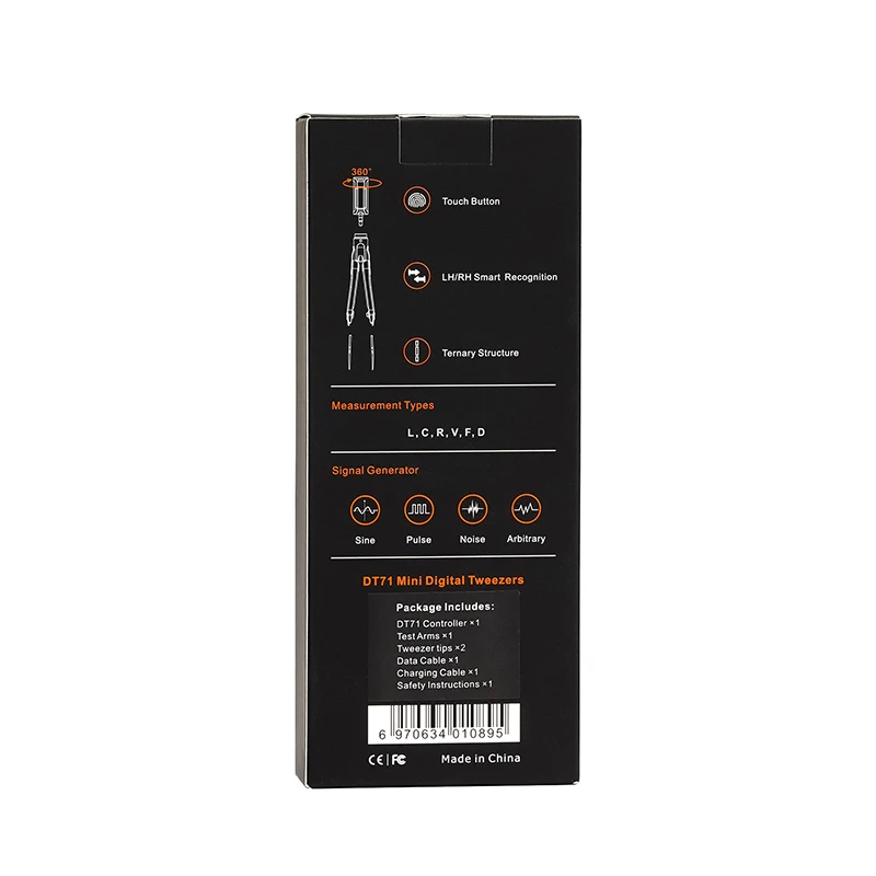 DT71 Mini Digital Tweezers Smart SMD Tester Portable LCR Meter Diode Resistor Capacitor Checker 10KHz Signal Generator Auto Scan