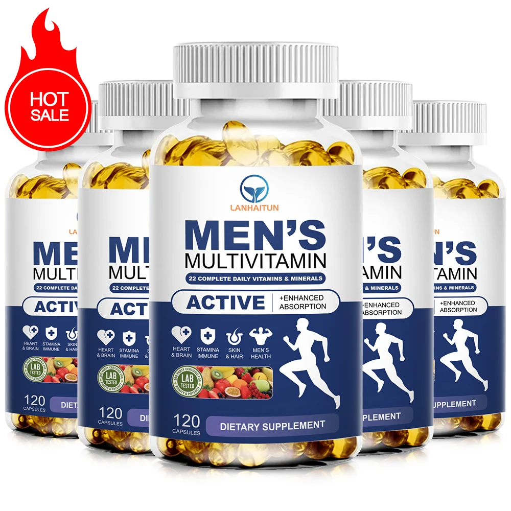 

LANHAITUN 5 Bottles Men's Multivitamin and Mineral Supplements - 22 Combinations, Support Overall Immune Health, Provide Energy