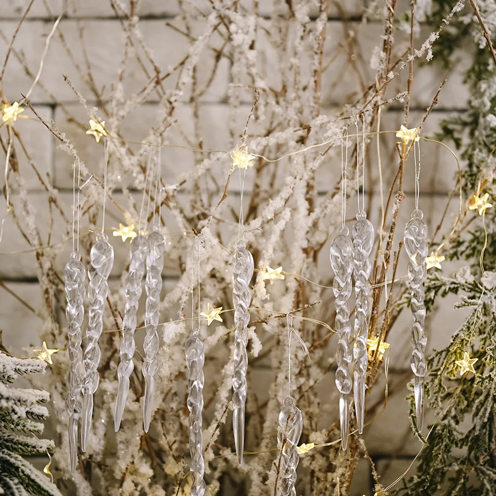 

24pcs Christmas Tree Hanging Pendant Acrylic Decorations Transparent Shiny Ornaments For Home Diy Party Festival Winter