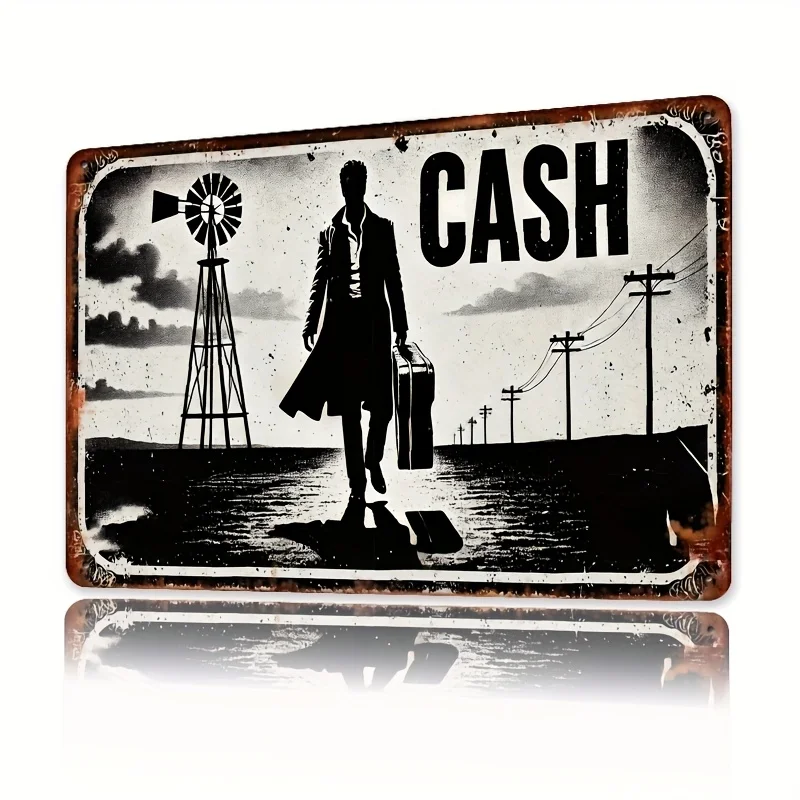 Vintage Metall-Wandschild „CASH“ – Eisenposter, Retro-Dekoration für Zuhause, Büro, Bar, Küche, Schlafzimmer, Garten, Garage – Rustikales Cash-Schild