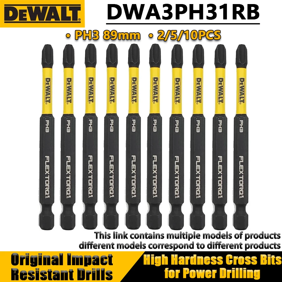 

DEWALT DWA3PH31RB 2/5/10PCS PH3 89mm Original Phillips Screwdriver Bits Set for Electric Drill Drill Bits Power Tool Accessories