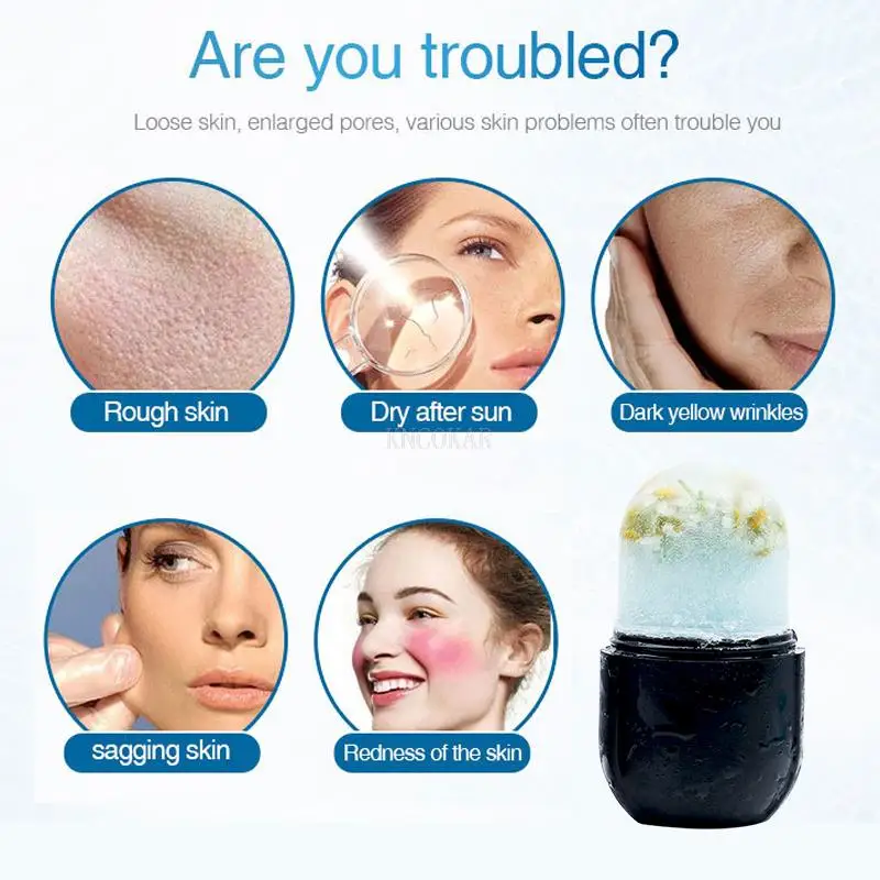 Cura della pelle Bellezza Lifting Contouring Strumento Vassoi per cubetti di ghiaccio in silicone Globo di ghiaccio Palline di ghiaccio Massaggiatore viso Rullo facciale Ridurre l'acne