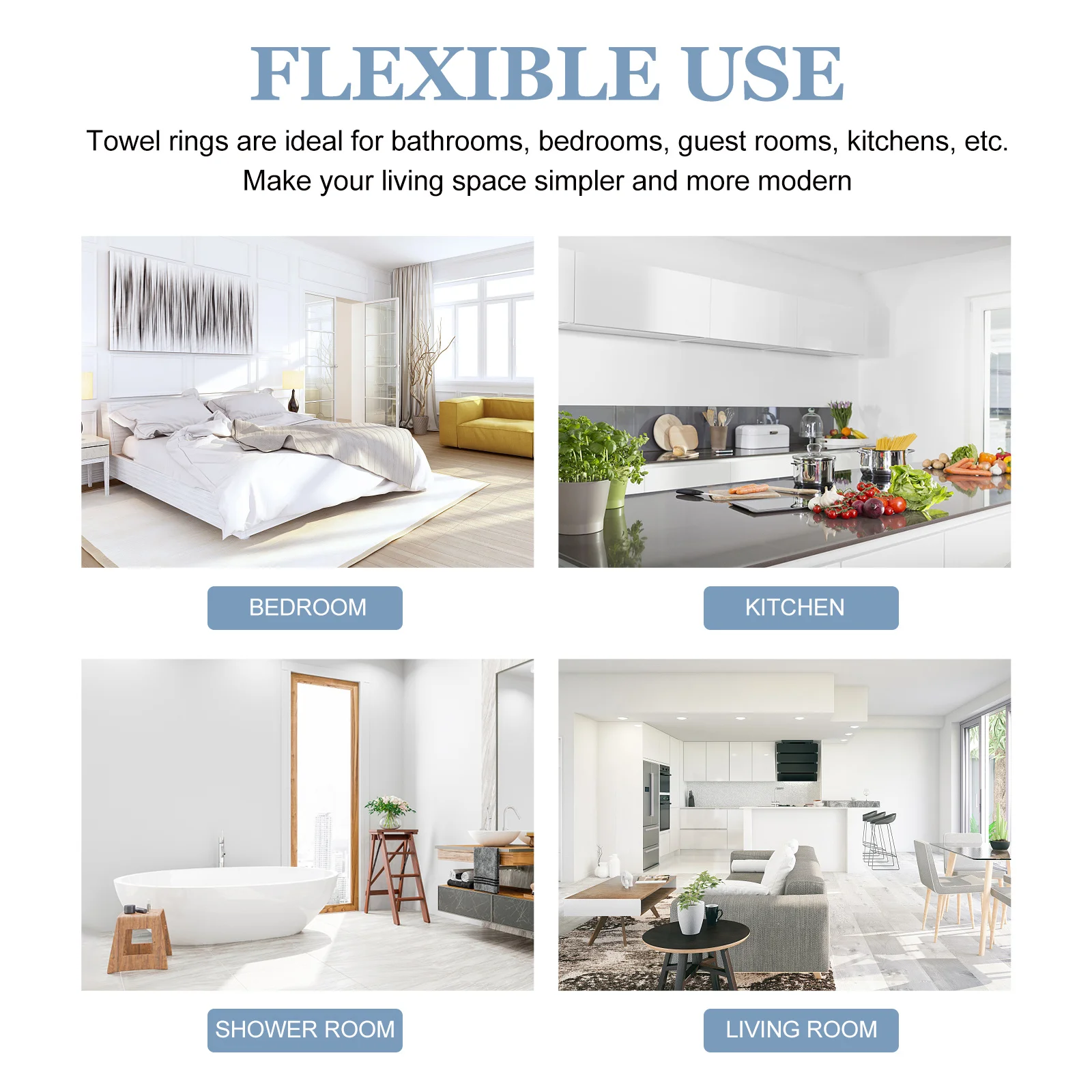 

Premium Stainless Steel Towel Holder Round Towel Ring for Bathroom and Kitchen Wall Mounted No Punch Installation Modern Home