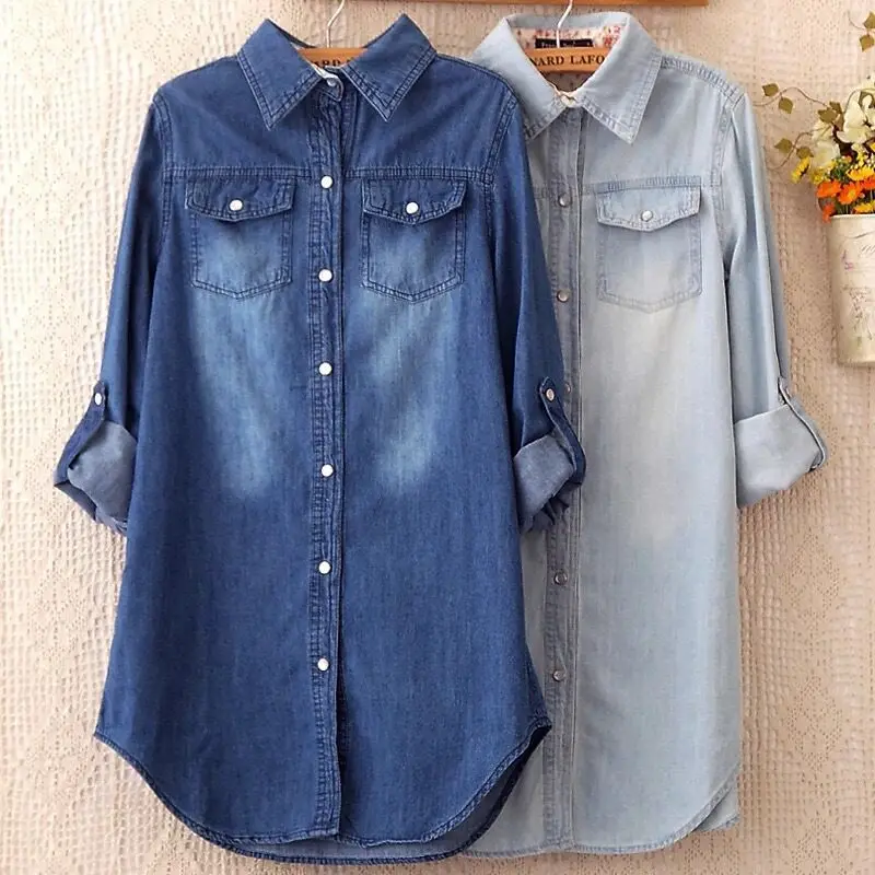 

Denim Coats Woman Long Womens Spring Spliced Lacework Raglan Romantic Balloon Sleeved O-Neck Gentle Youth Festival French Style