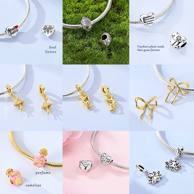 3 Stück 925 Sterling Silber Charm-Perlen-Set Mama Papa Schwester Katze Schmetterling Schleife Liebe Charms für DIY Armband Halskette Schmuckherstellung – Detail 5